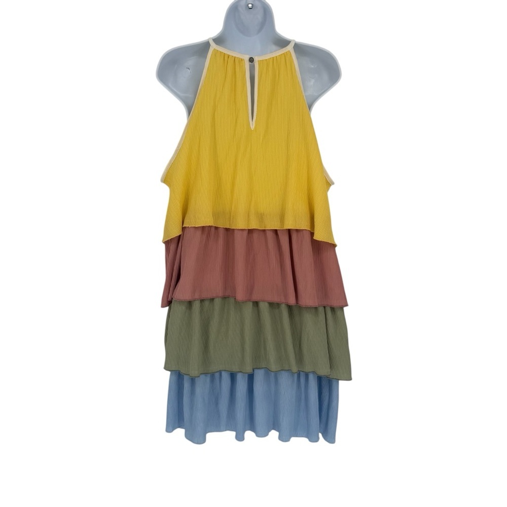 Haptics Multicolor Layered Piñata Festival Midi Halter Dress Size Medium Large - Picture 4 of 10